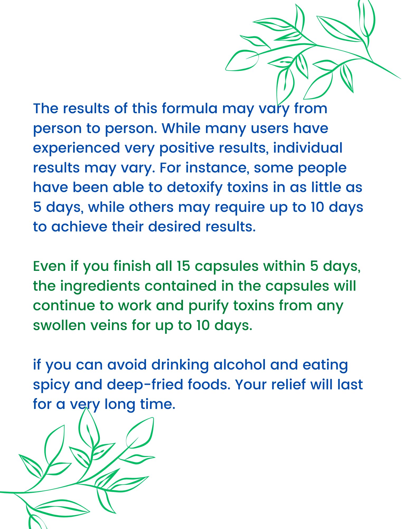 Instruction card with HemorrDetox usage tips for consistent results.