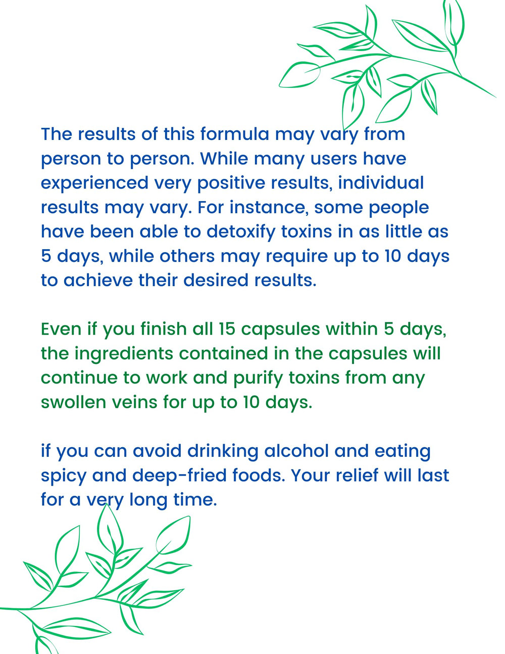 Instruction card with HemorrDetox usage tips for consistent results.