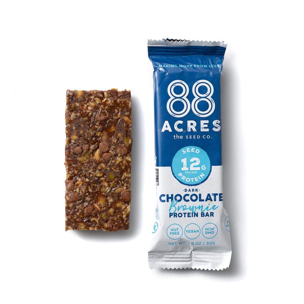 88 Acres dark chocolate brownie seed protein bar on-the-go ideal for athletes and students