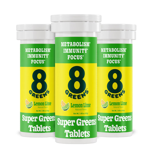 8Greens bottle-front: convenient daily greens in a compact tablet