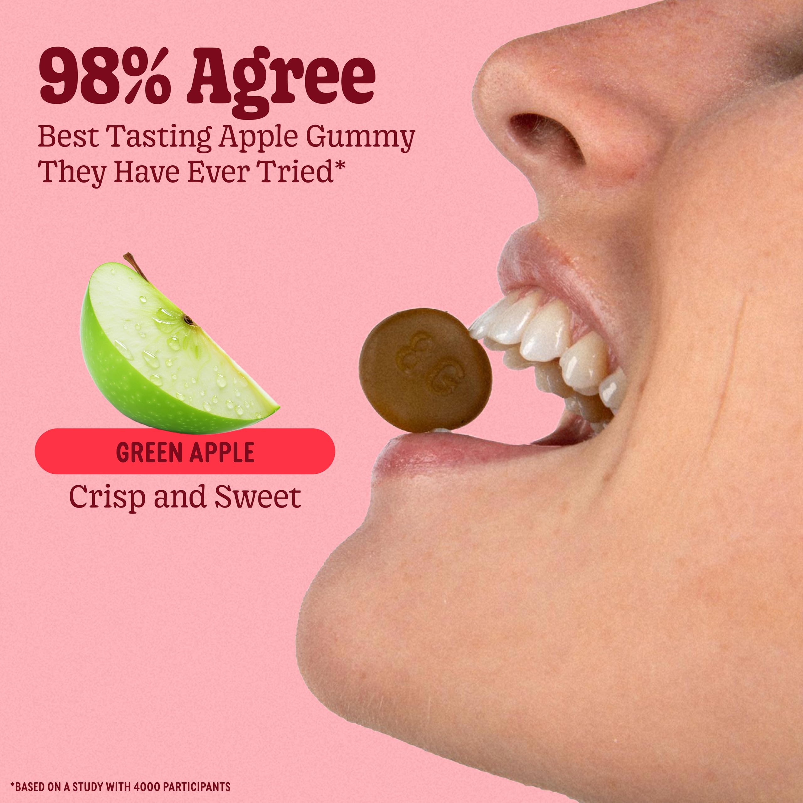 8Greens Supergreens Gummies textured gummy close-up highlighting chewy, easy daily intake.