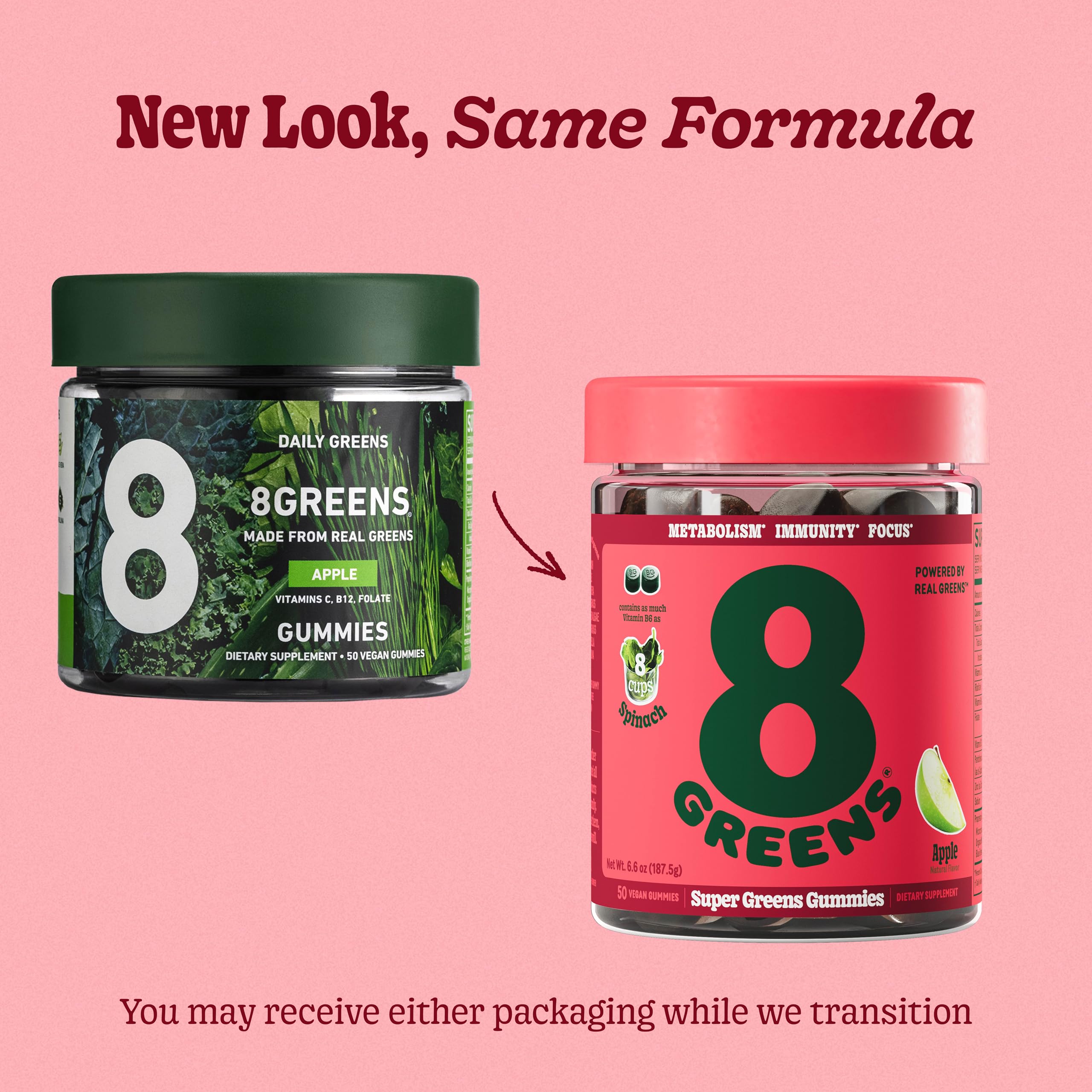 8Greens Supergreens Gummies chewy texture with bright colors.