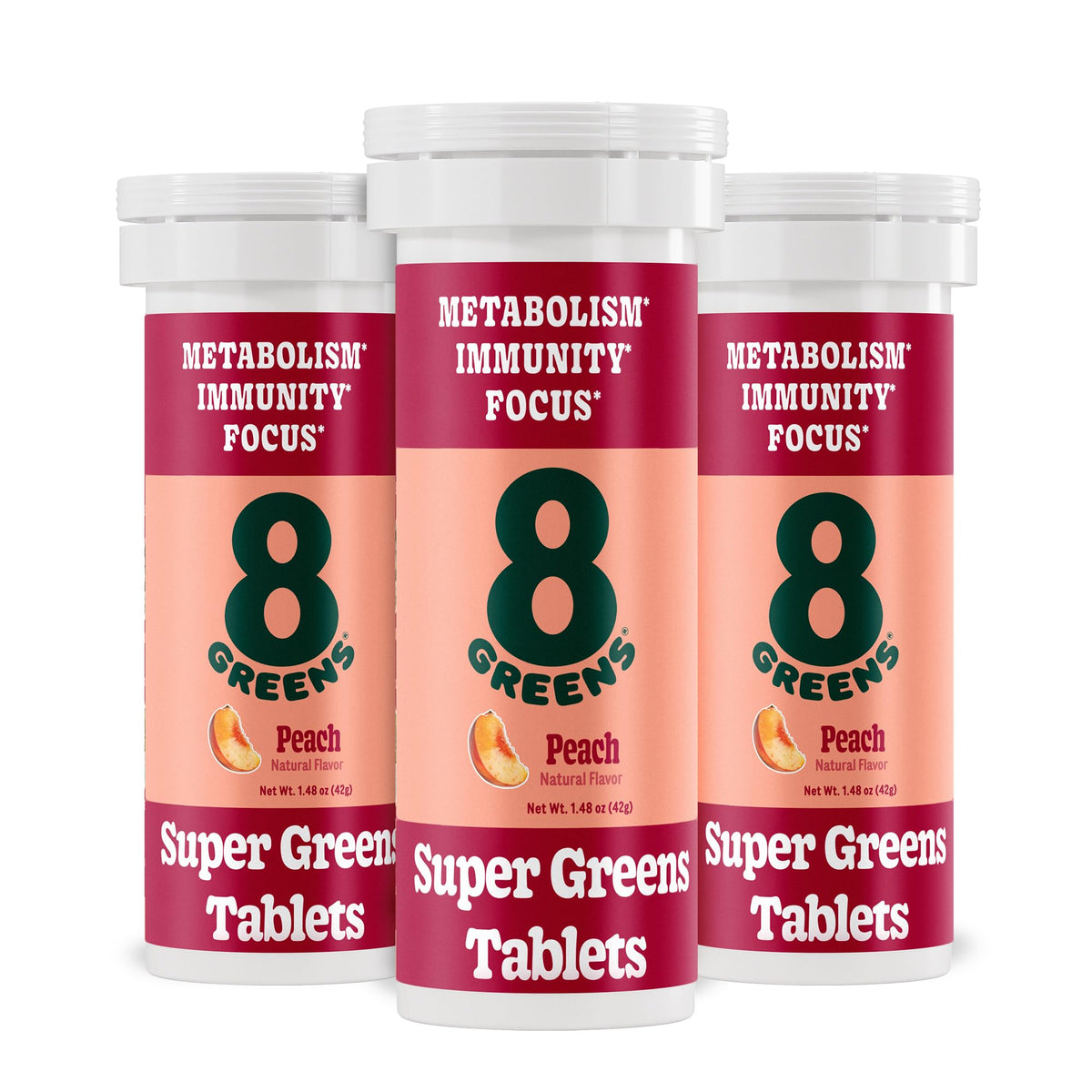 8Greens Supergreens tablets packaging front, convenient daily greens boost