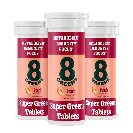8Greens Supergreens tablets packaging front, convenient daily greens boost