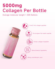 9 YOUNG-BASIC Ageless Beauty glass with collagen drink emphasizes skin glow.