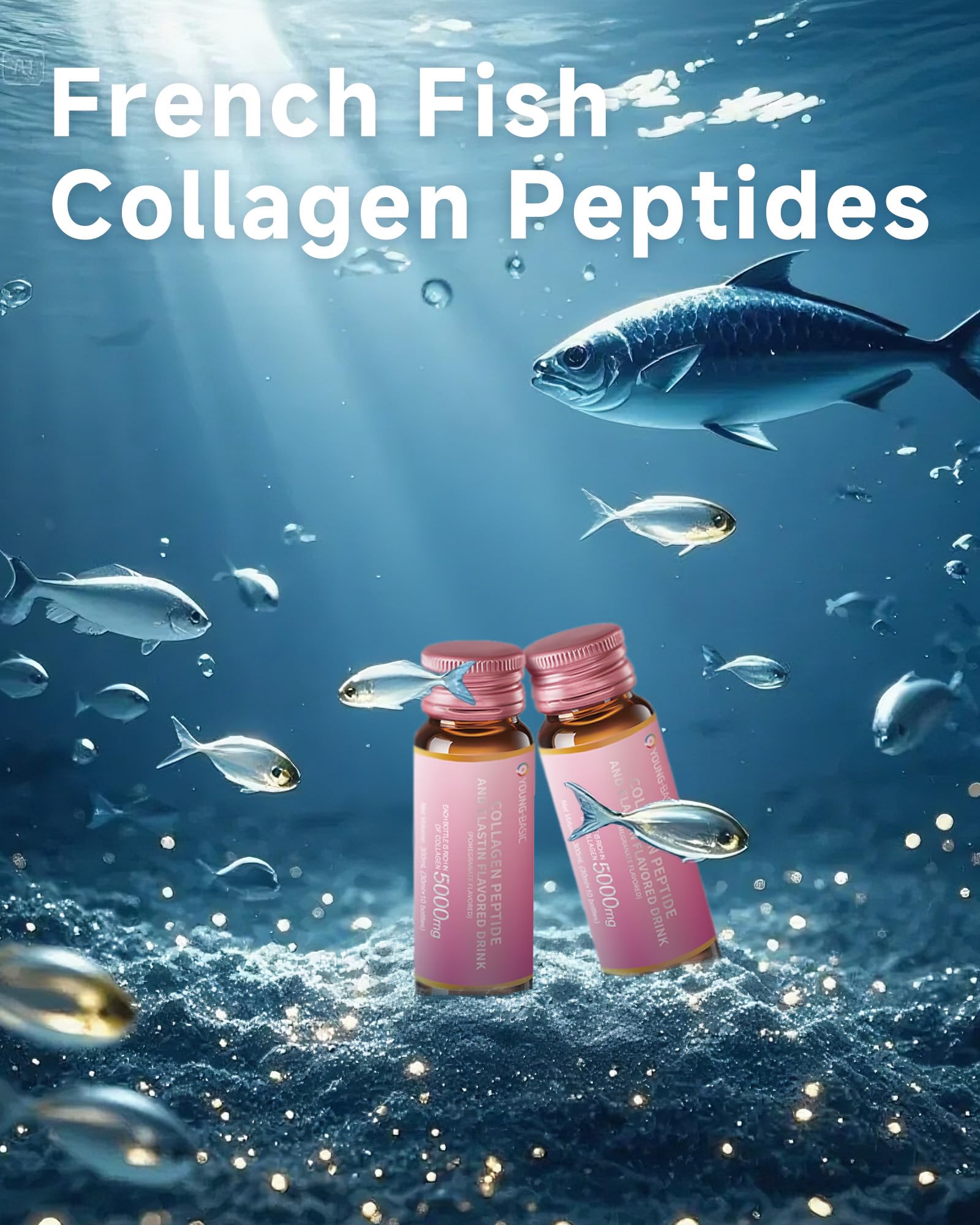 9 YOUNG-BASIC Ageless Beauty ingredient blend visualized with key peptides.