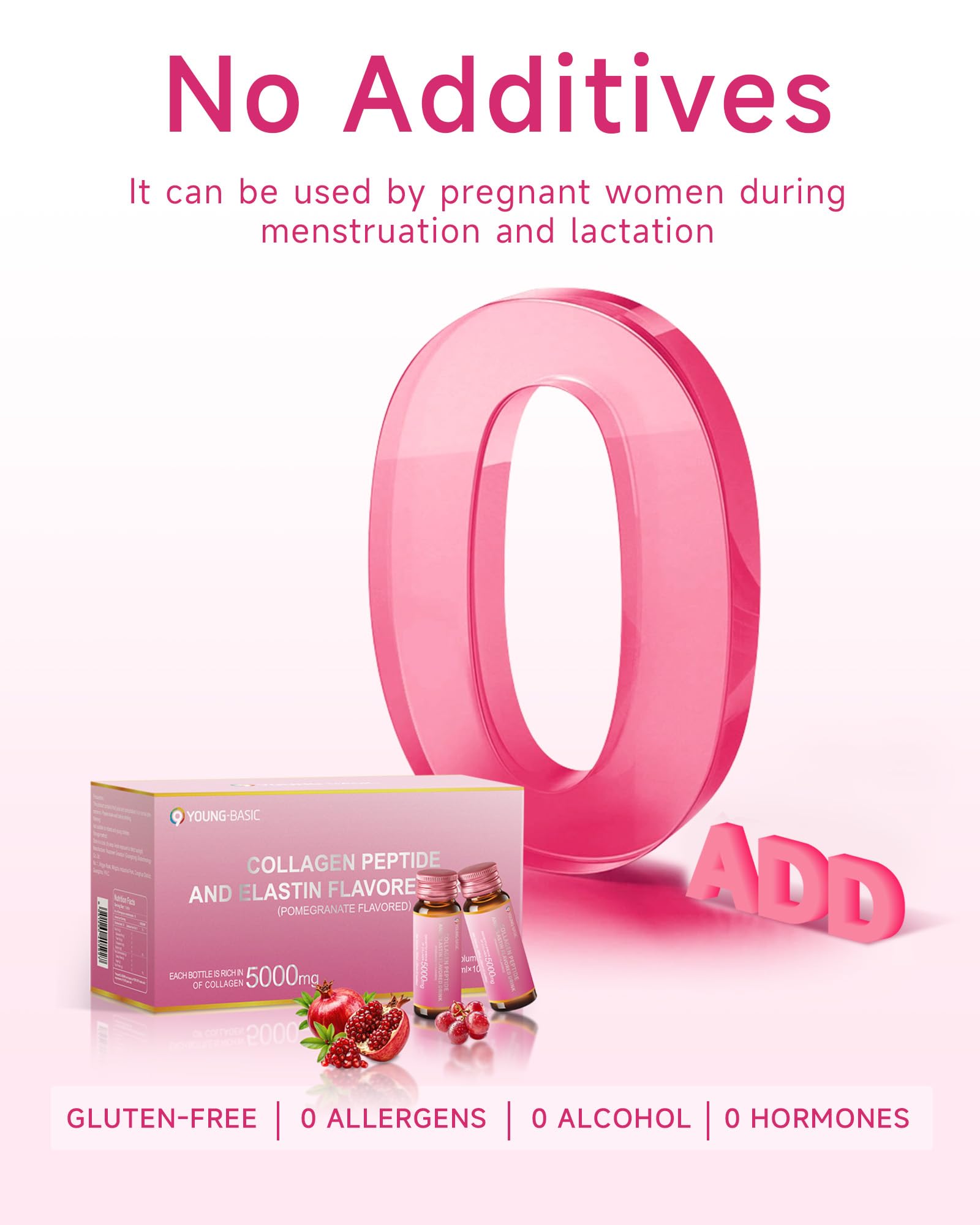 9 YOUNG-BASIC Ageless Beauty packaging highlights zero additives and purity.