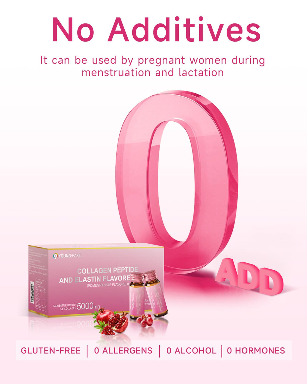 9 YOUNG-BASIC Ageless Beauty packaging highlights zero additives and purity.