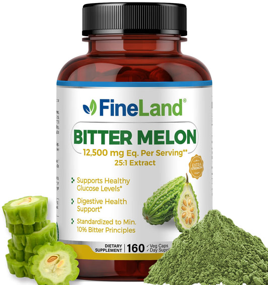 Fineland Bitter Melon bottle front highlights concentrated extract for digestive health