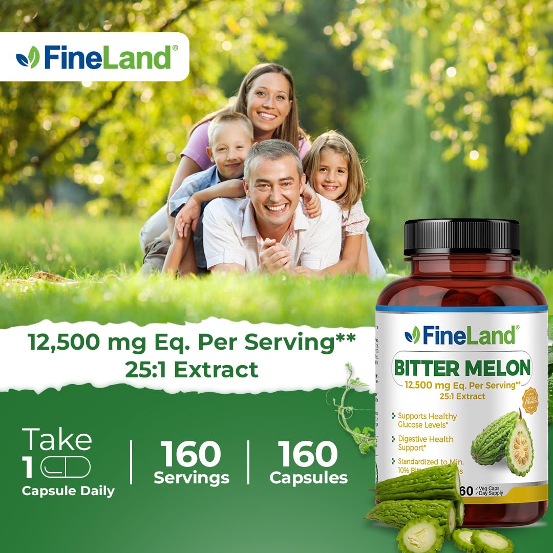Fineland Bitter Melon capsules display standardized 10% bitter principles