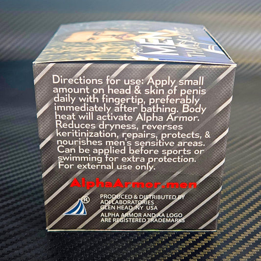 AA Alpha Armor cream on skin demonstrates deep moisturization for sensitive male skin.