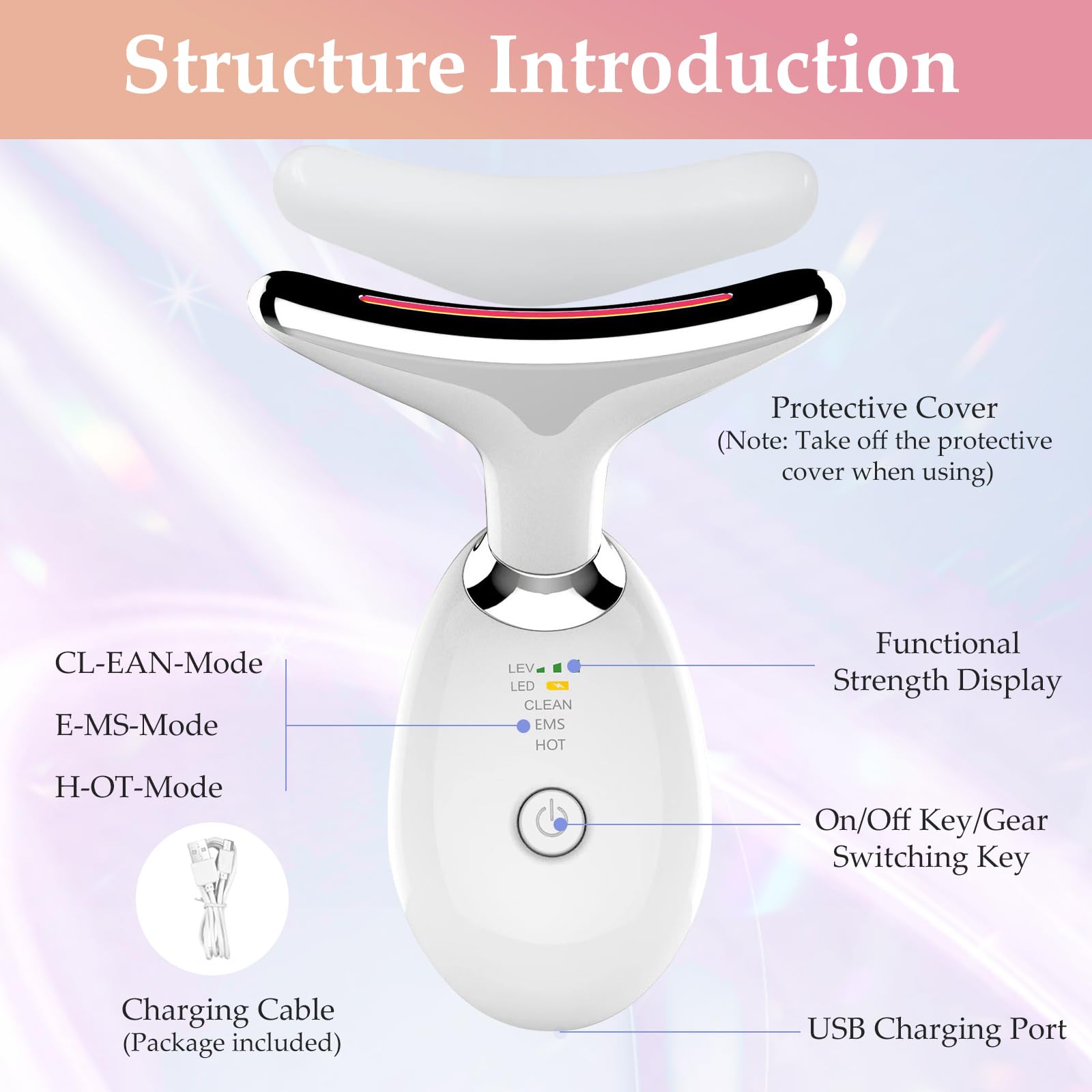AAJP massager displays 7 color LED modes for skincare sessions.