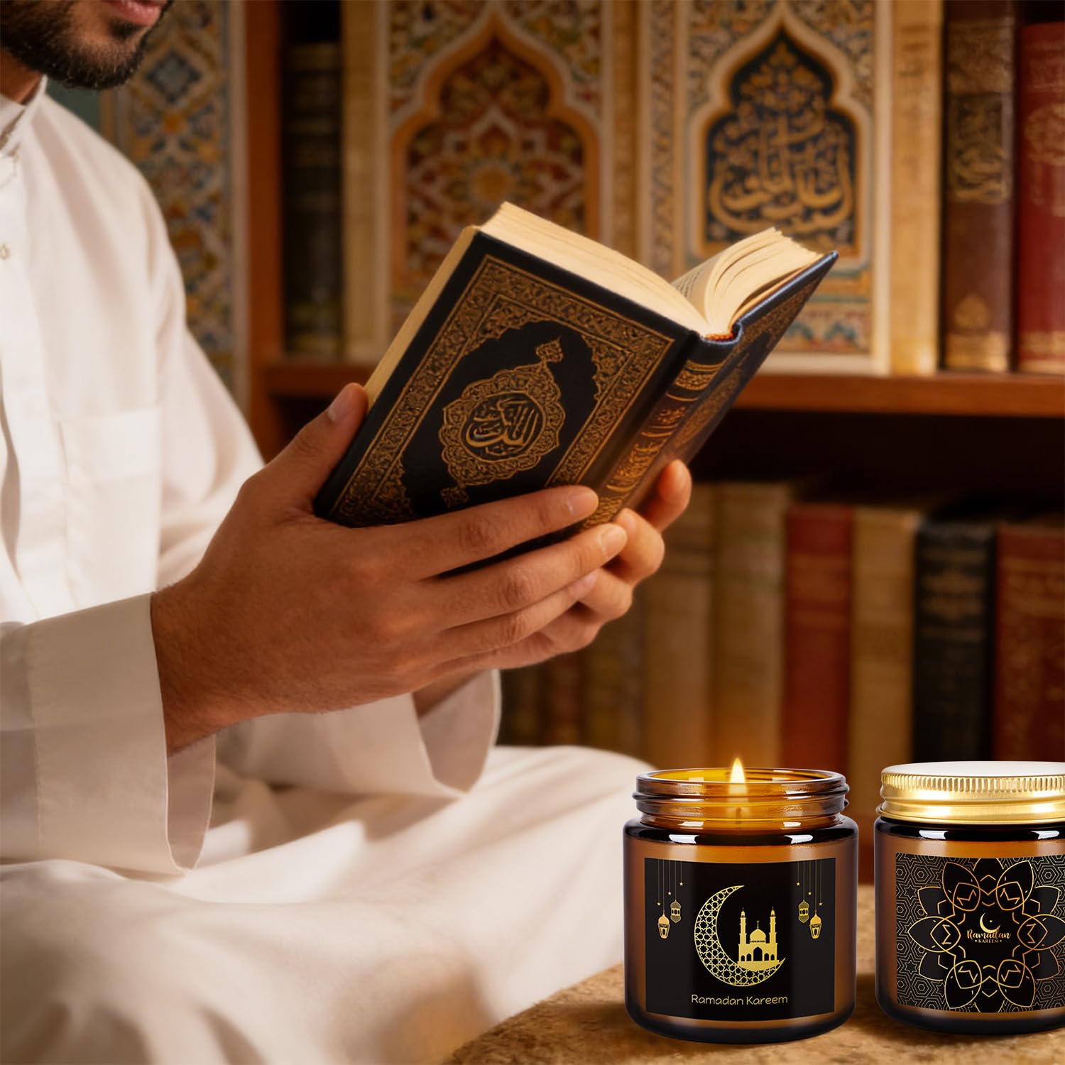 Aamdkcyu soy wax candles provide a smokeless burn with subtle fragrance.