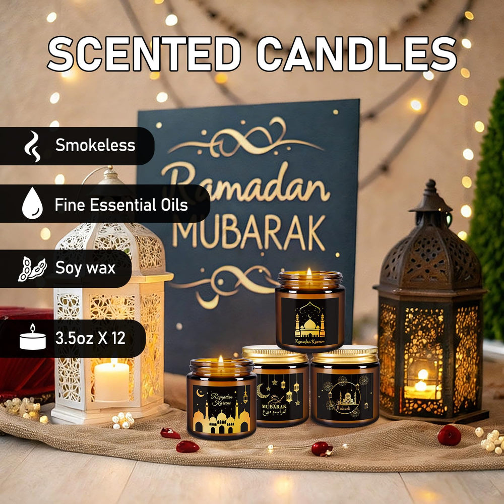 Aamdkcyu candle set arranged as a centerpiece for Eid table decor.
