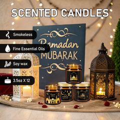 Aamdkcyu candle set arranged as a centerpiece for Eid table decor.