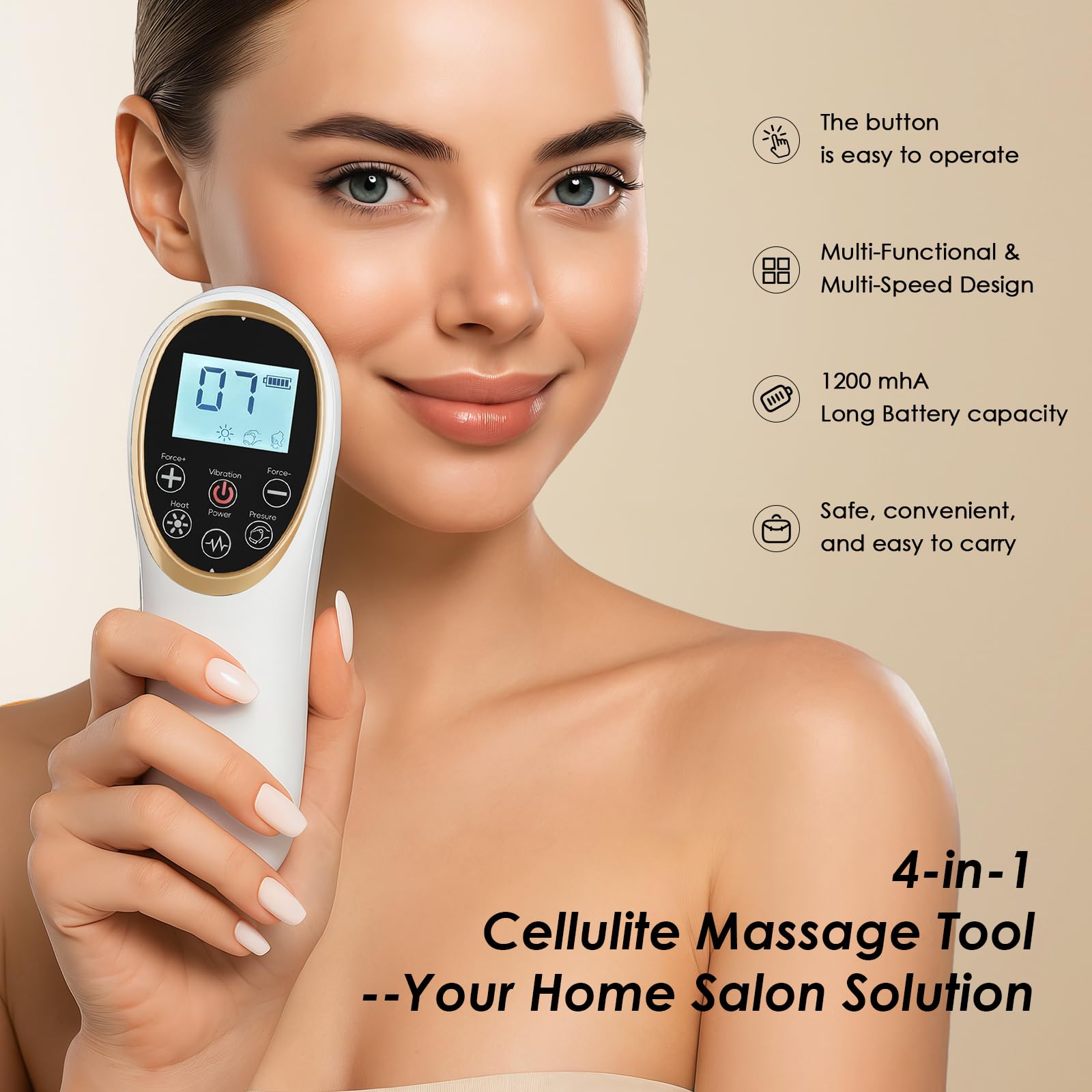 AAQ 4-in-1 body sculpting machine back view with sleek body and ports