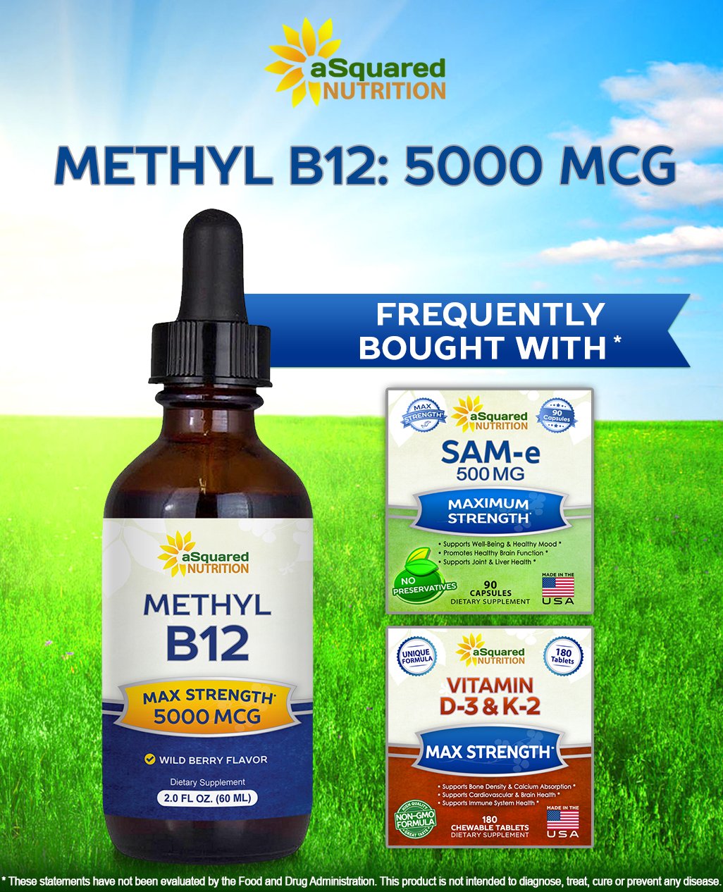 aSquared Nutrition B12 drops wild berry flavor cue for daily use