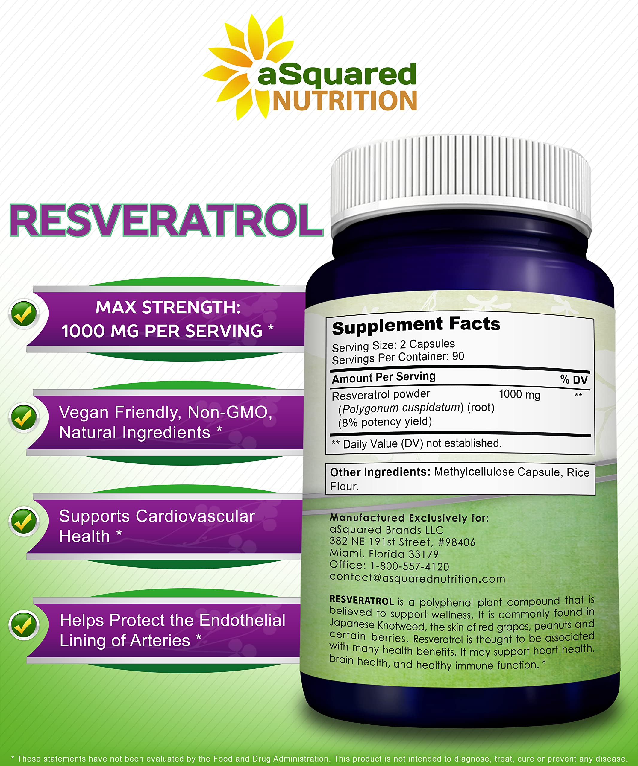 aSquared Nutrition Resveratrol bottle in hand illustrating everyday wellness routine