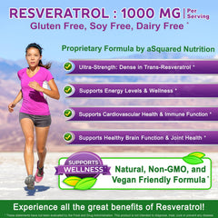 aSquared Nutrition Resveratrol bottle label close-up highlighting vegan, natural formula