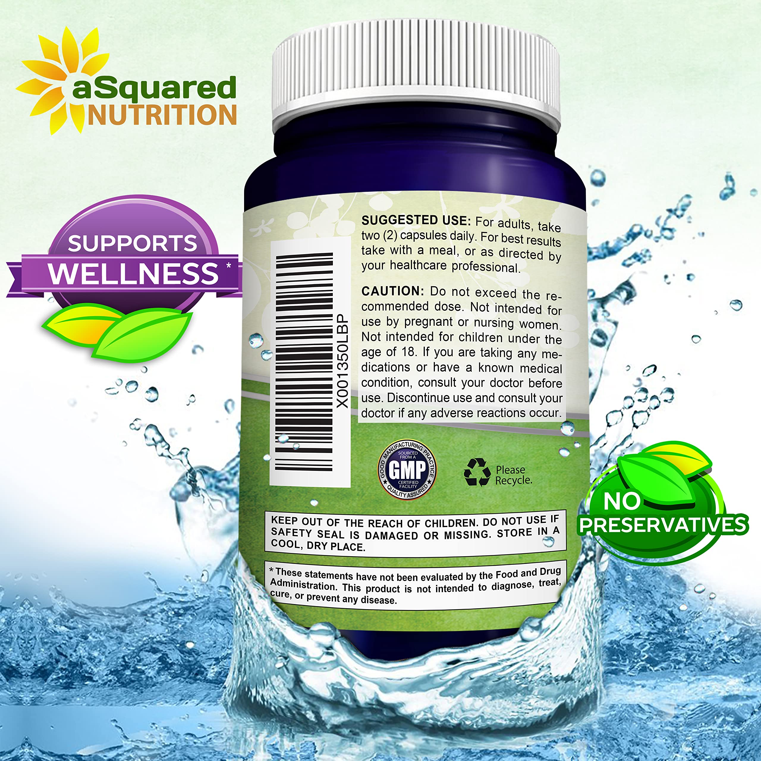 aSquared Nutrition Resveratrol label detail notes 180 capsules for a 90-day supply