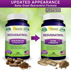aSquared Nutrition Resveratrol packaging beside bottle for online shopping