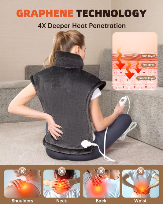 AASSOO graphene heating pad close-up highlights graphene heating technology for deep warmth