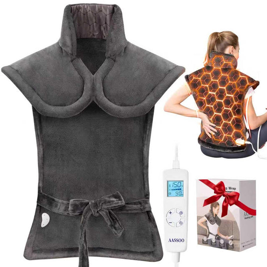 AASSOO graphene heating pad shown full coverage for neck and back