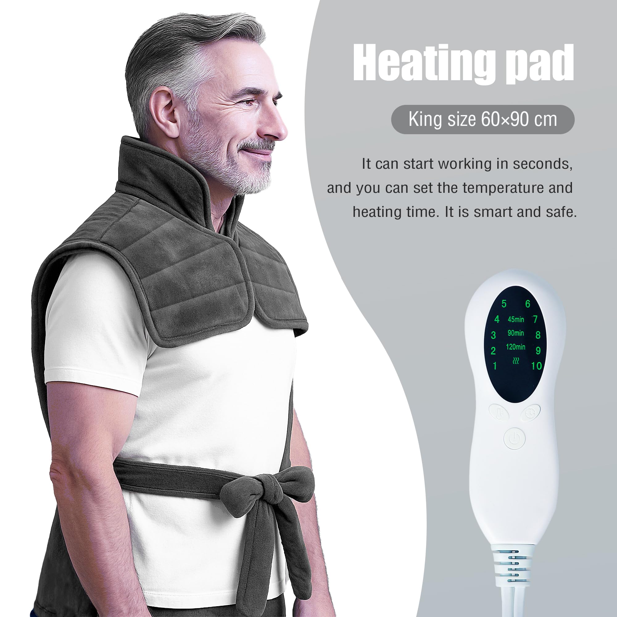 AAYAAY heating pad placed on the back delivers broad, soothing warmth.