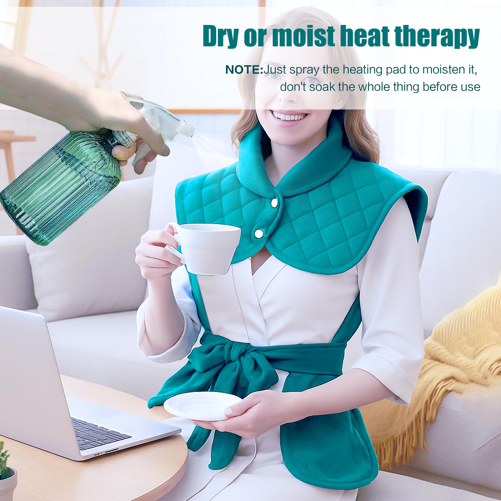 AAYAAY turquoise heating pad ideal for at-home office relief.