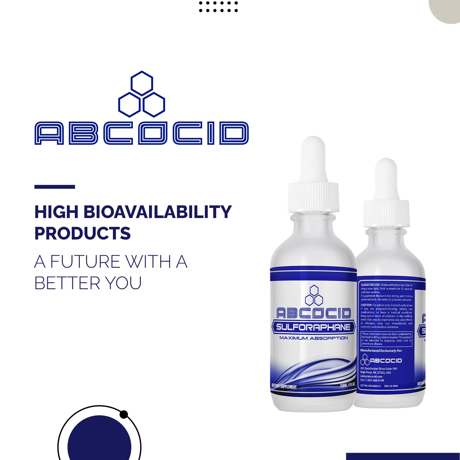 GMP-certified facility badge on ABCOCID sulforaphane