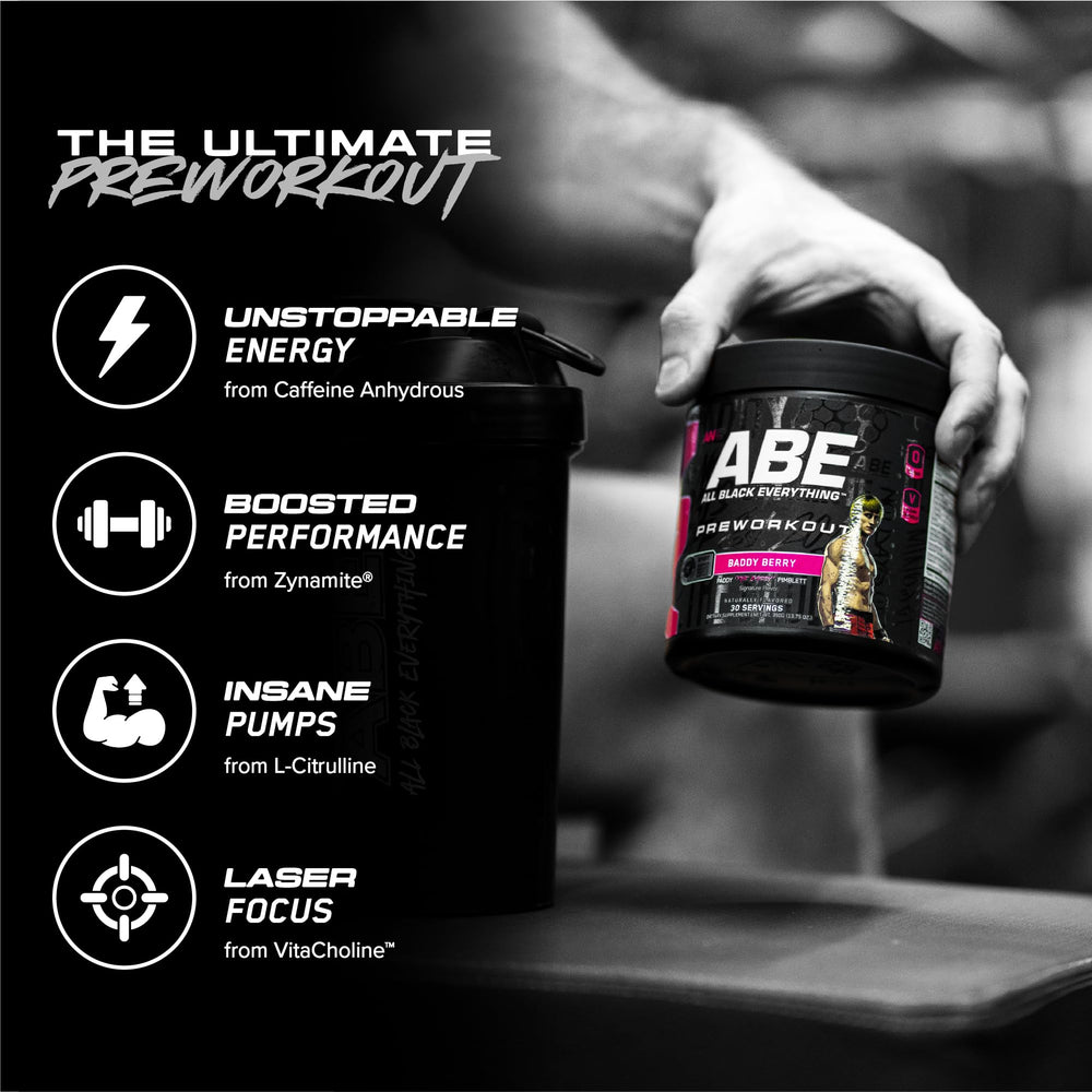 Powder scoop beside canister emphasizes precise serving for consistent energy