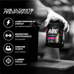 Powder scoop beside canister emphasizes precise serving for consistent energy