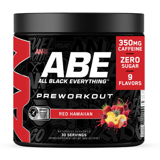 ABE All Black Everything Red Hawaiian bottle for clean energy and focus