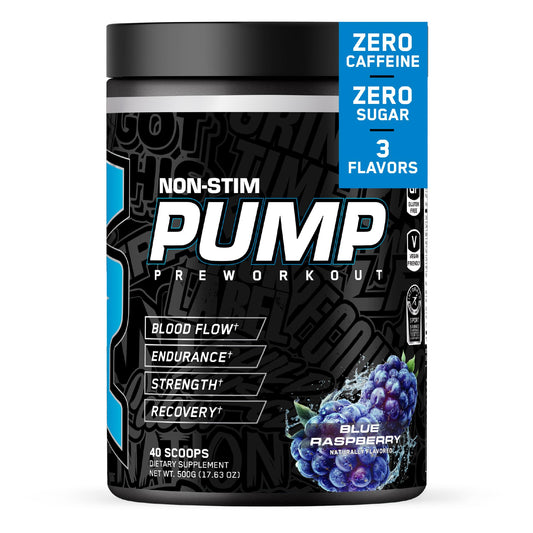 ABE Pump bottle closeup highlighting stimulant-free energy for late workouts.