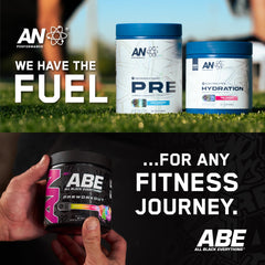ABE Pump label detail closeup emphasizing clinical-grade ingredients.