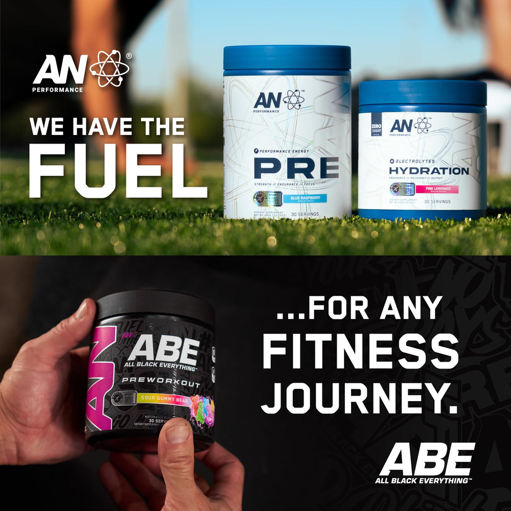 ABE Sour Gummy Bear flavor image suggests a flavorful caffeine free option for workouts