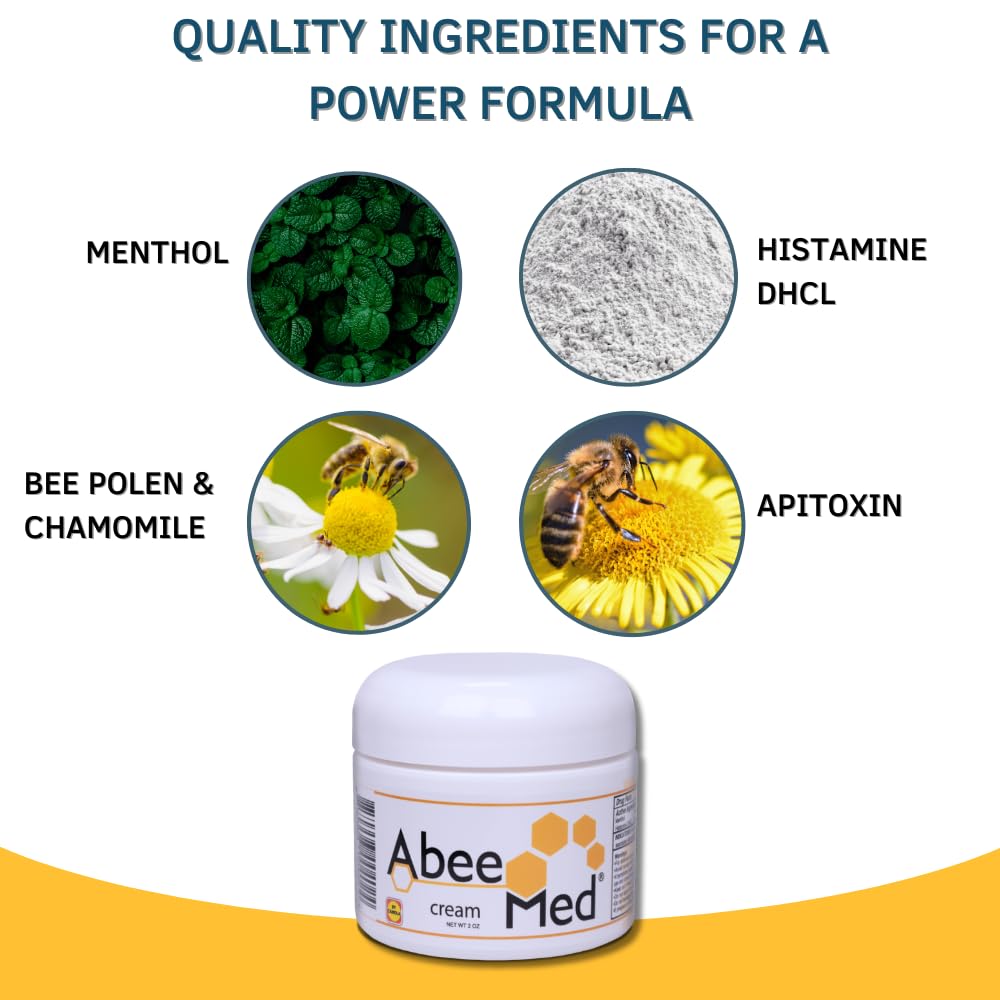 ABEE MED chamomile, aloe, rosemary ingredients panel for soothing care.