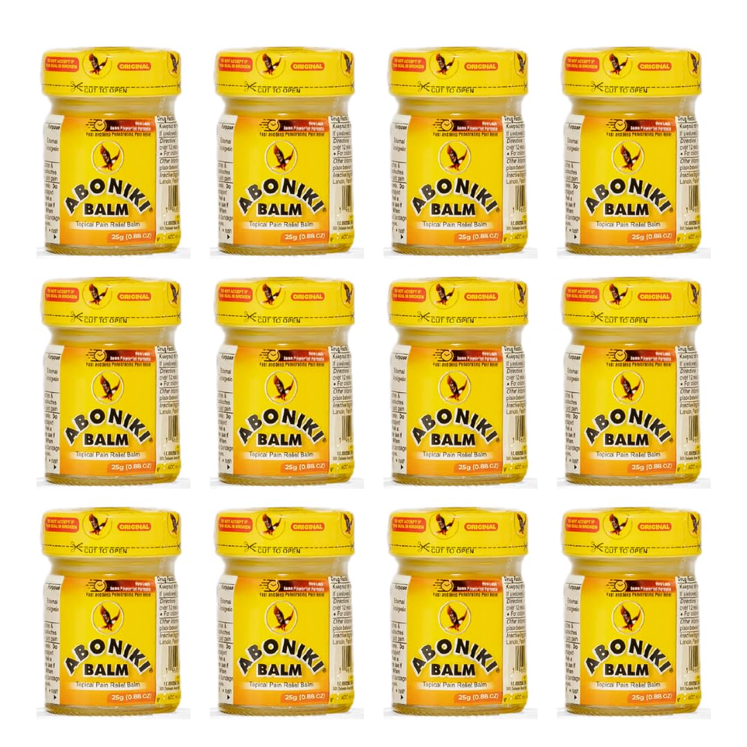 Aboniki balm twelve-pack jars for long-term support.