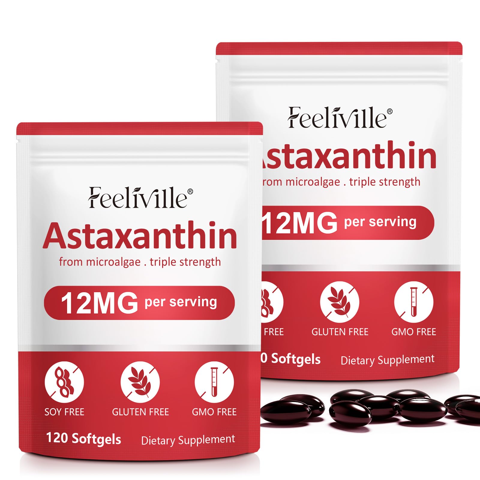 ABOUME Astaxanthin 12mg softgels bottle for daily antioxidant support.