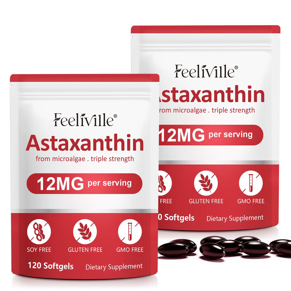 ABOUME Astaxanthin 12mg softgels bottle for daily antioxidant support.