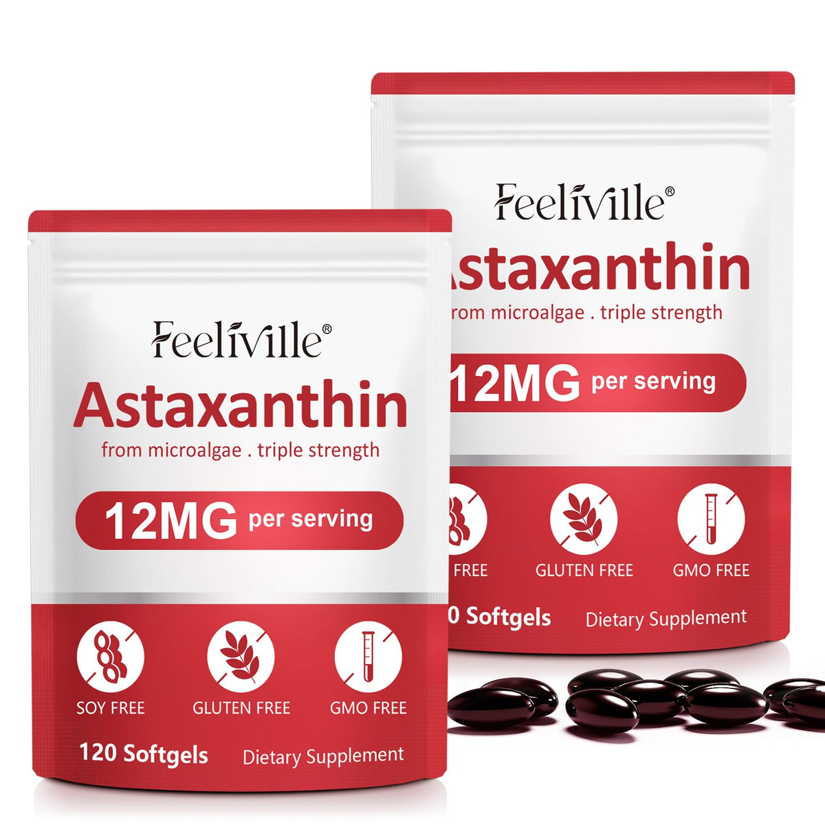 ABOUME Astaxanthin 12mg softgels bottle for daily antioxidant support.