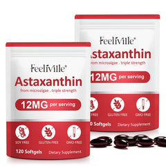 ABOUME Astaxanthin 12mg softgels bottle for daily antioxidant support.