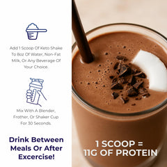 About Time Keto Shake Chocolate Coconut nutrition facts highlight 11g protein and MCTs