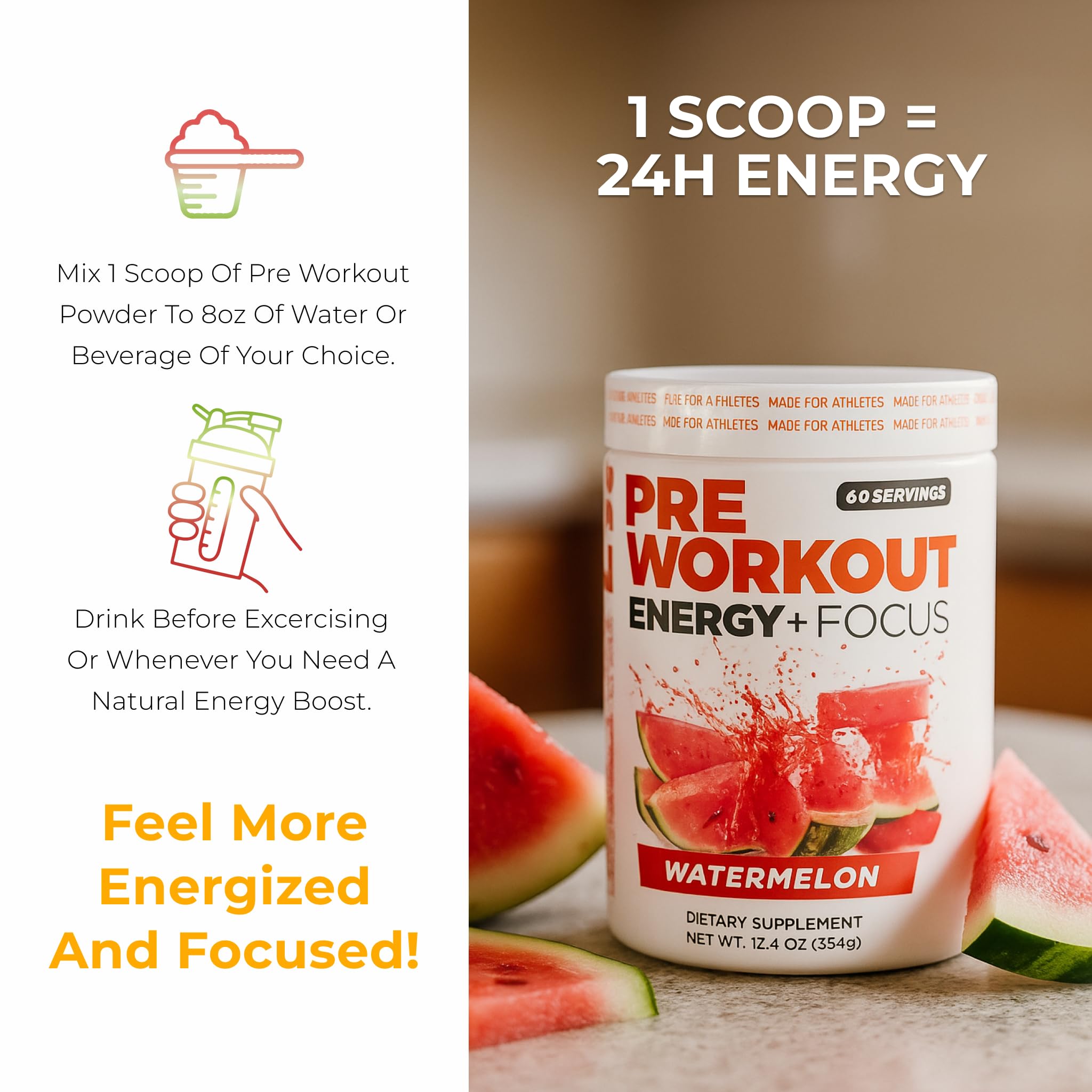About Time Pre Workout Watermelon ingredients list communicates non-GMO and no artificial additives