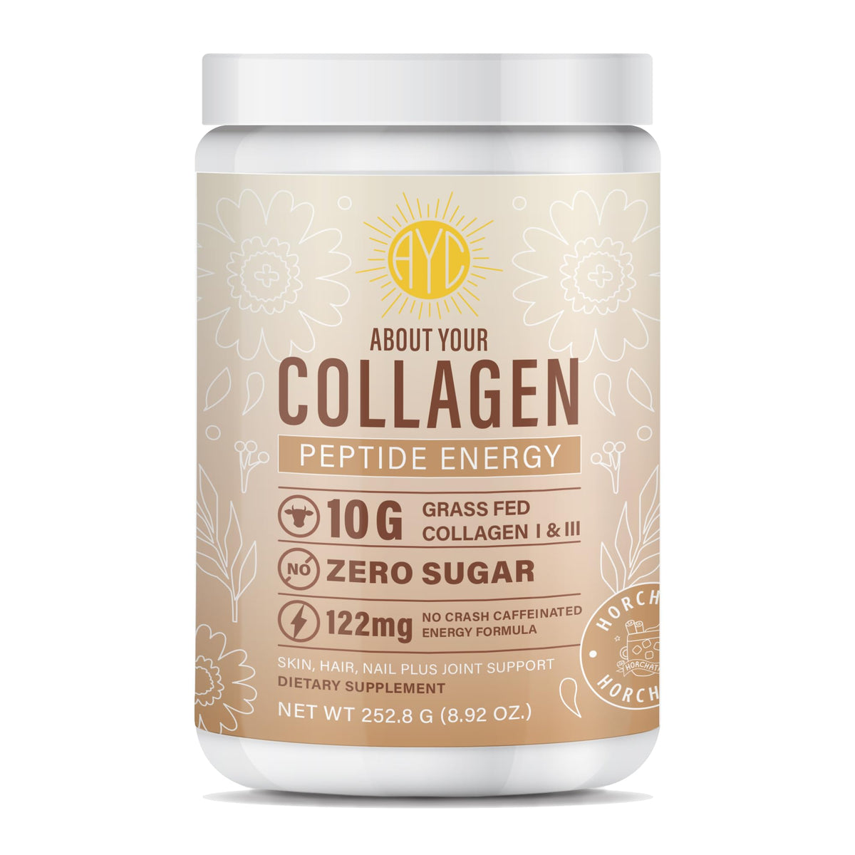 About Your Collagen bottle pour highlights an energy-boosting collagen start to the day.