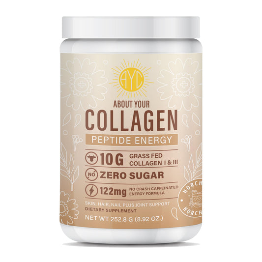 About Your Collagen bottle pour highlights an energy-boosting collagen start to the day.