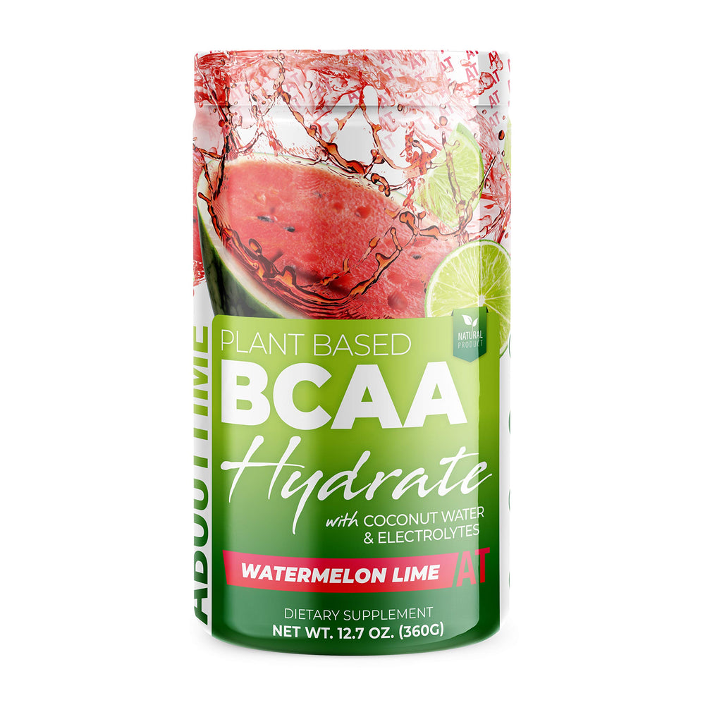 About Time BCAA Hydration Watermelon Lime bottle pour for convenient post-workout hydration