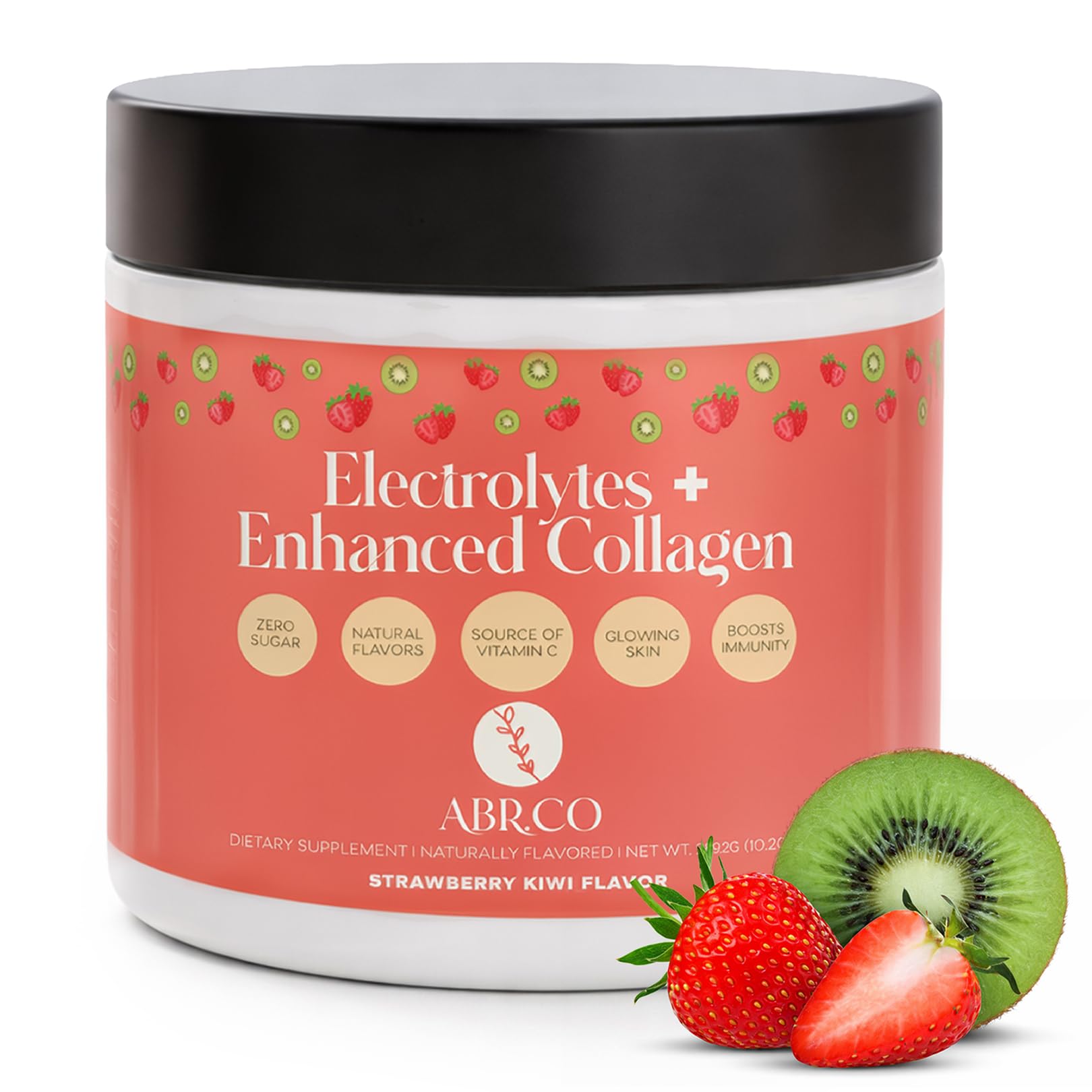 ABR.CO electrolytes collagen powder tub supports hydration and recovery after workouts.