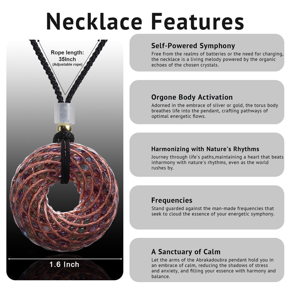 Abrakadoubra Crystal Inlay Detail on necklace supports mindful calm during daily routines.