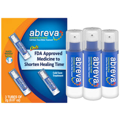 Abreva Docosanol 10% Cream pump bottle for on-the-go cold sore relief.